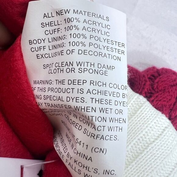 NWT 21” Kohl's Red Cable Knit K Letter Monogram Christmas Stocking Santa Decor - Picture 5 of 7